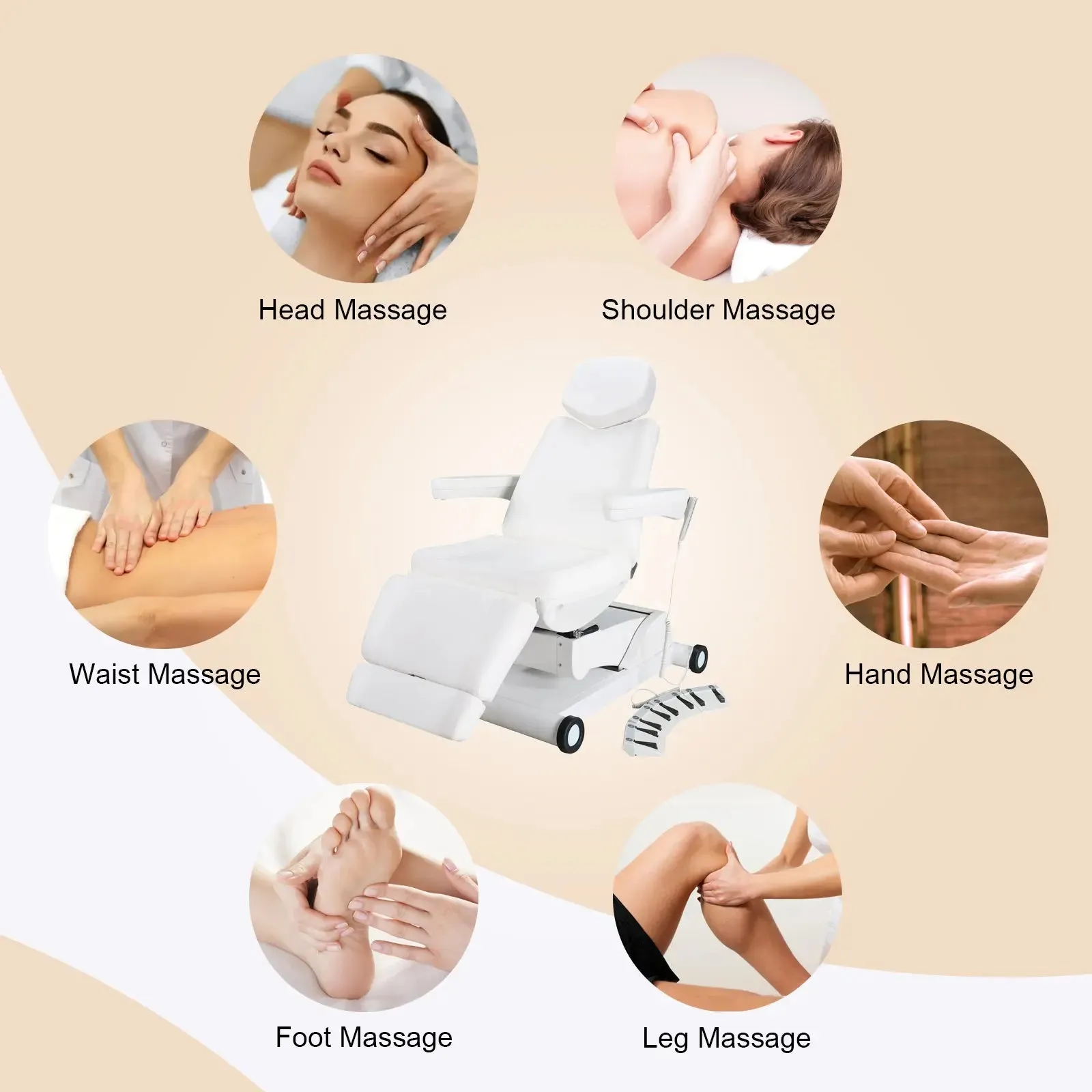 #2906 4 Motors Aesthetic Chair Dual Control Full Electrical Medical Facial Beds for Esthetician Beauty Bed Foldable Leg Cushion Podiatry Doctors Chair