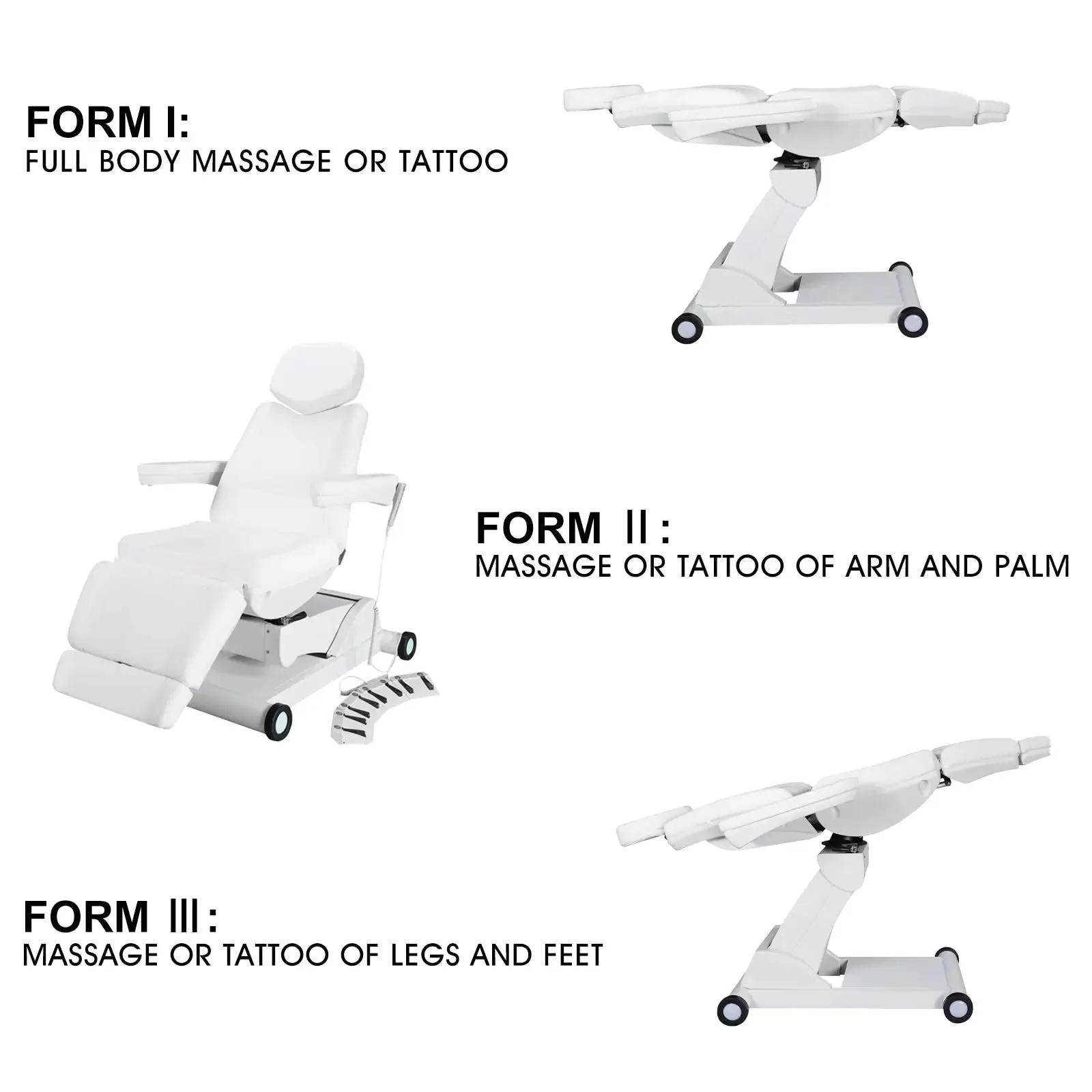 #2906 4 Motors Aesthetic Chair Dual Control Full Electrical Medical Facial Beds for Esthetician Beauty Bed Foldable Leg Cushion Podiatry Doctors Chair