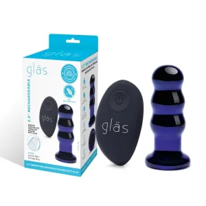 3.5" RECHARGEABLE REMOTE CONTROLLED VIBRATING BEADED BUTT PLUG