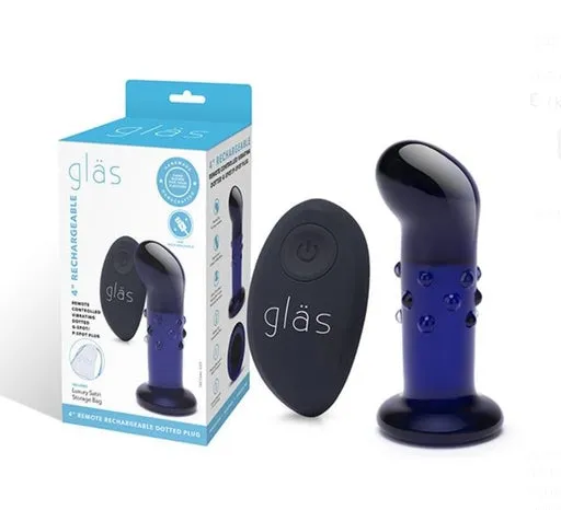 4" RECHARGEABLE REMOTE CONTROLLED VIBRATING DOTTED G-SPOT/P-SPOT PLUG