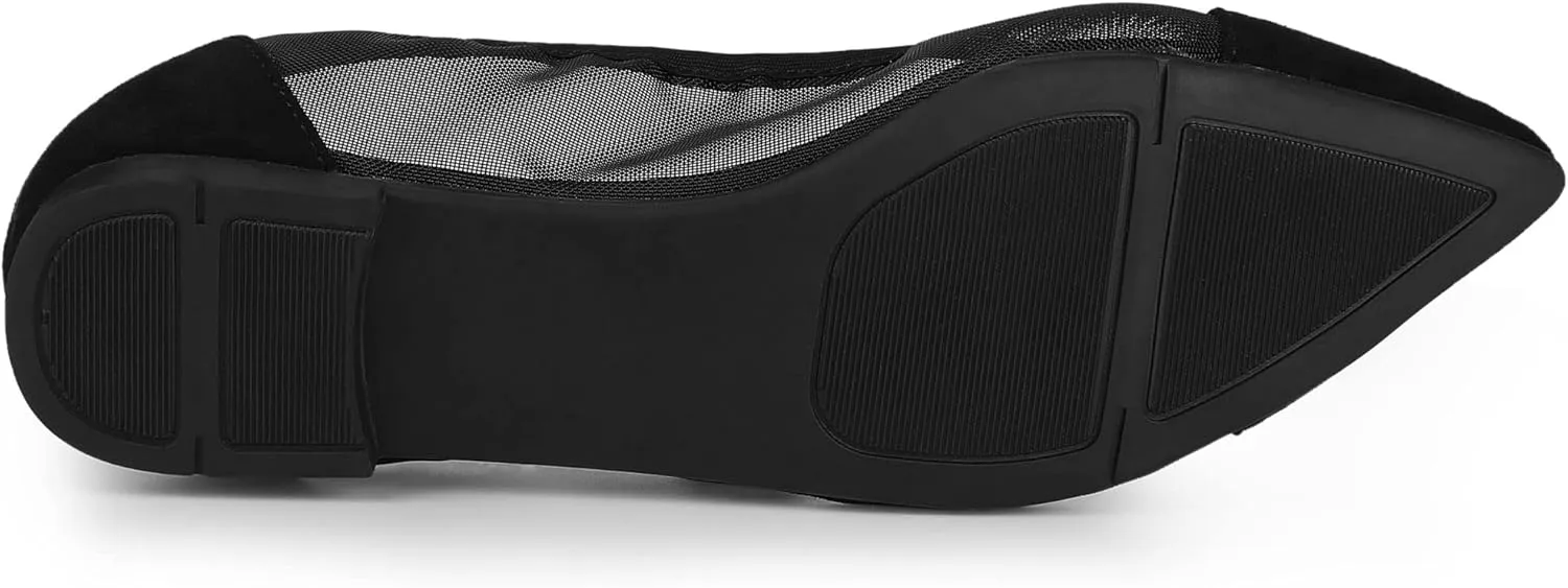 Allegra K Women's Pointed Toe Slip On Mesh Flats