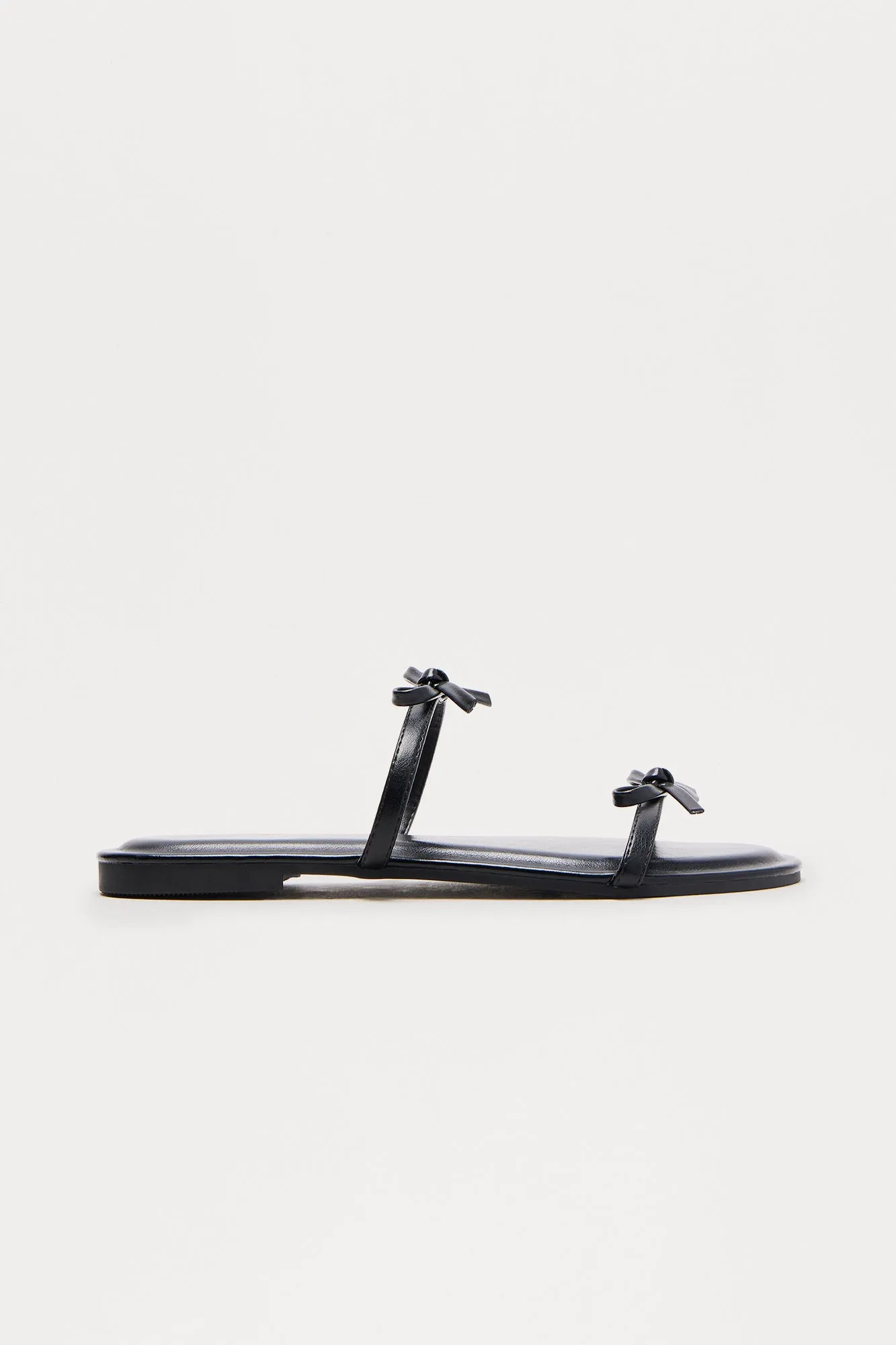 Avery Bow Slip On Sandals - Black