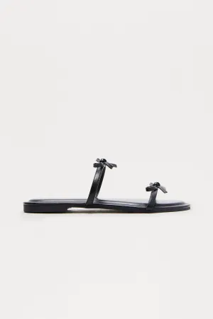 Avery Bow Slip On Sandals - Black