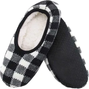 BambooMN 1 Pair Adult Size Medium Fuzzy Cozy Plush Home Travel Non-Skid Slippers Slip-On