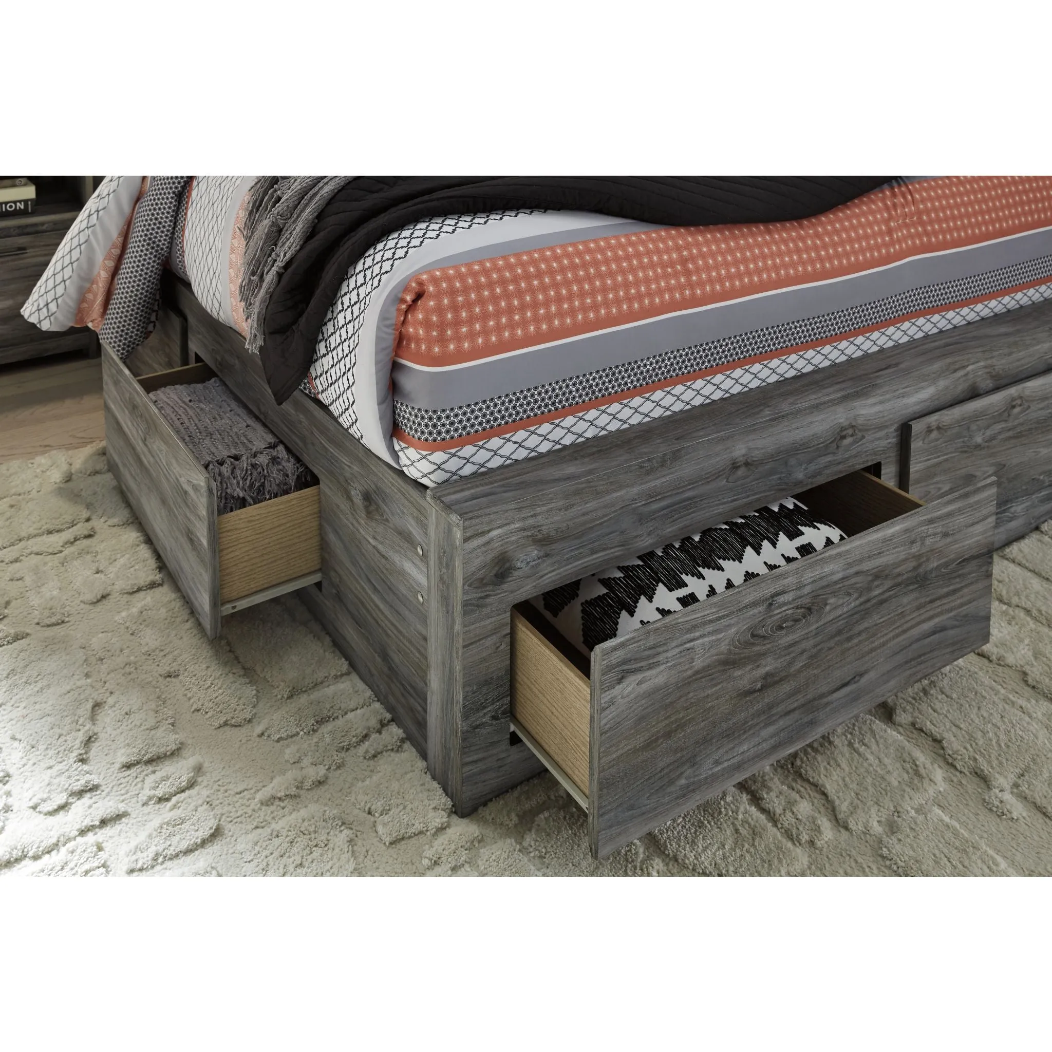 Baystorm Panel Bed with 6 Drawer Storage - Gray
