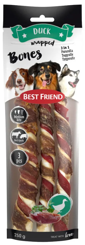 Best Friend Bones 3in1 ox and pork chew roll with duck fillet