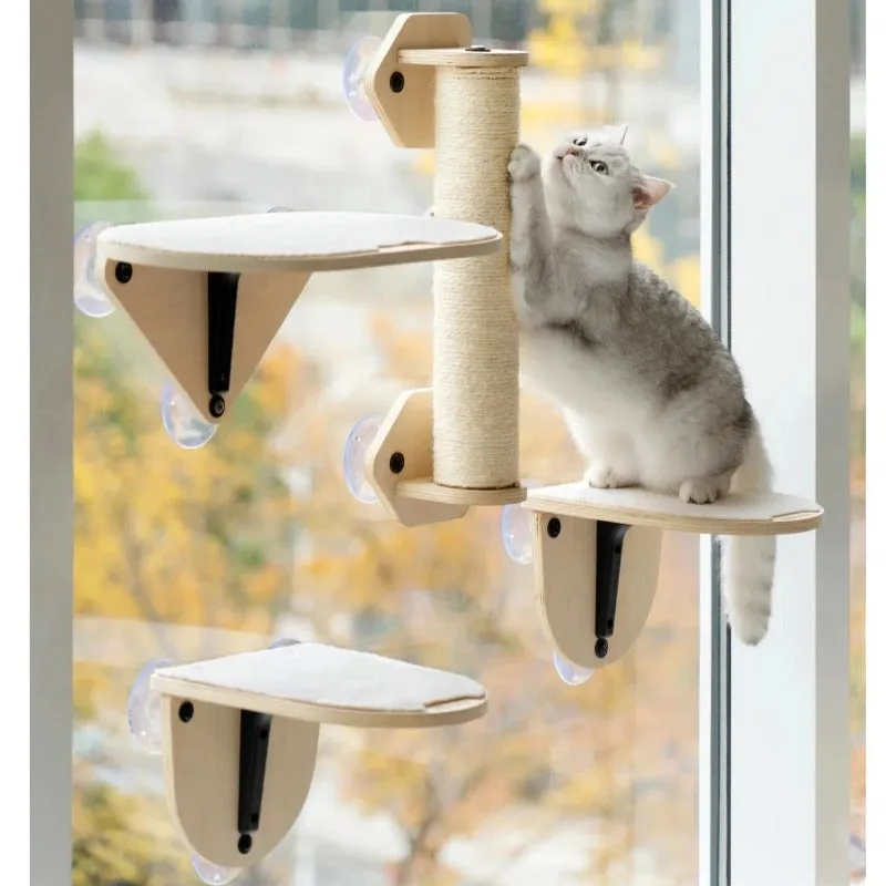 Cat Window Climbing Frame - Shelves With Scratching Post