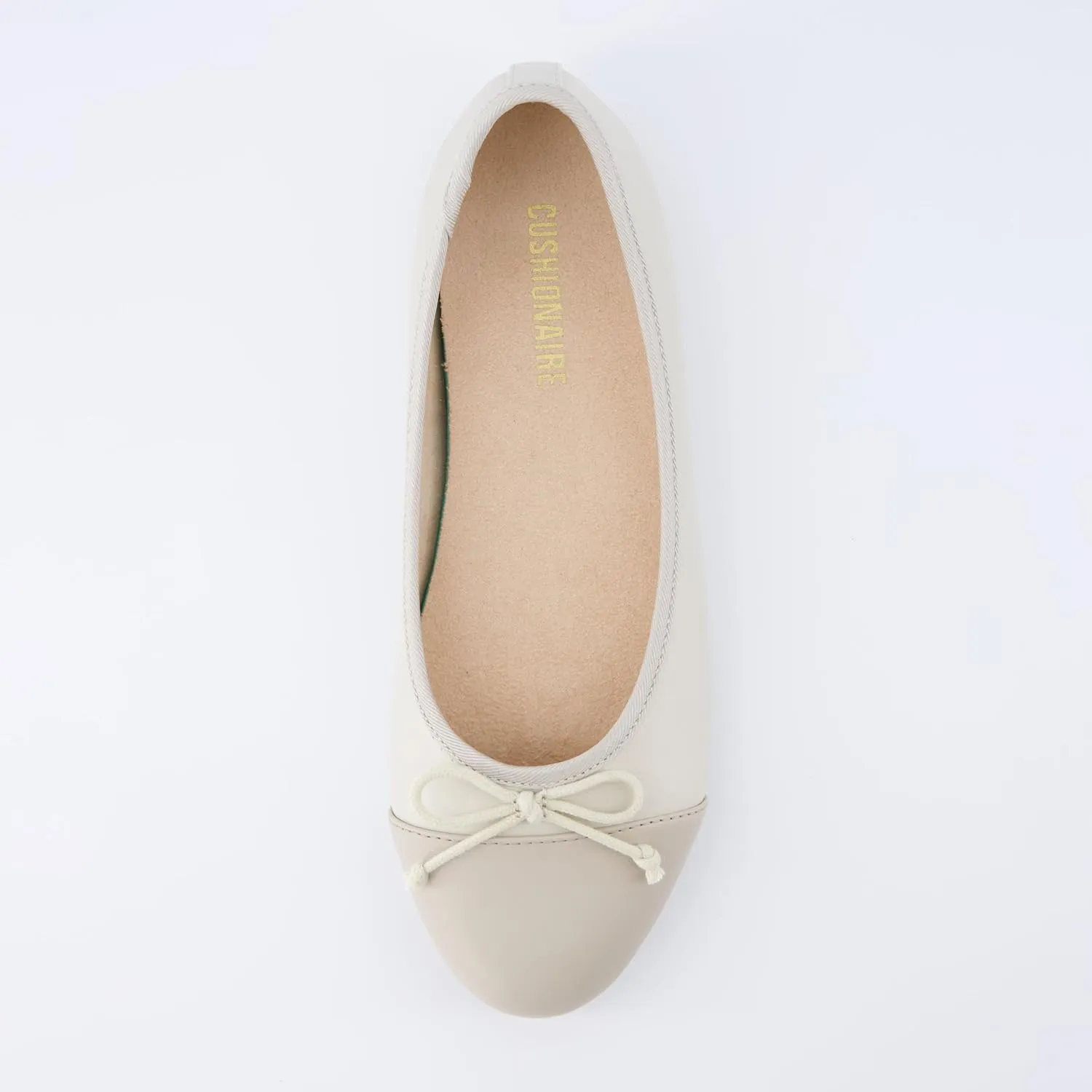 CUSHIONAIRE Women's Cardi Cap Toe Bow Flat with  Memory Foam and Wide Widths Available