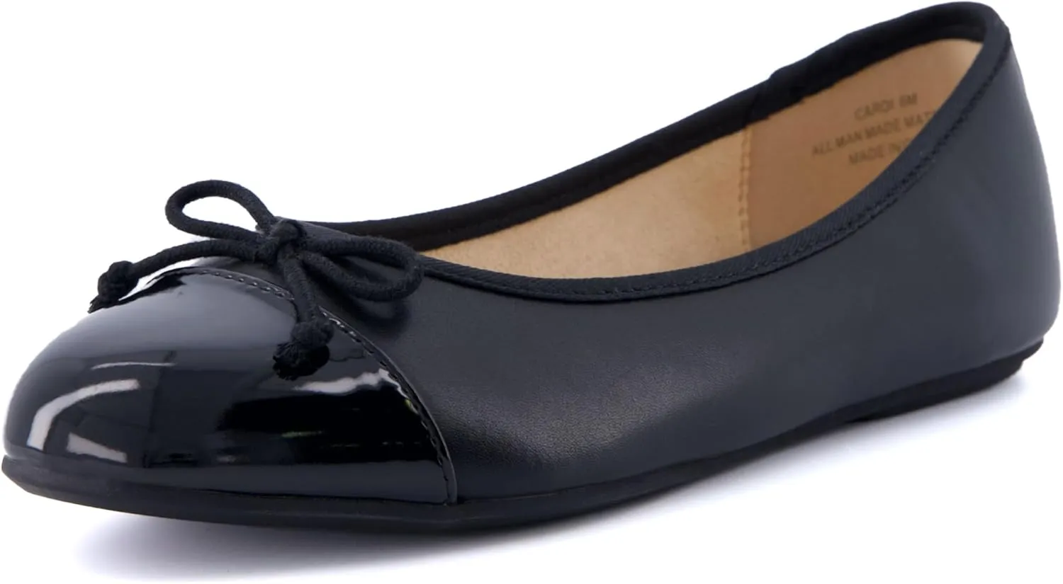 CUSHIONAIRE Women's Cardi Cap Toe Bow Flat with  Memory Foam and Wide Widths Available