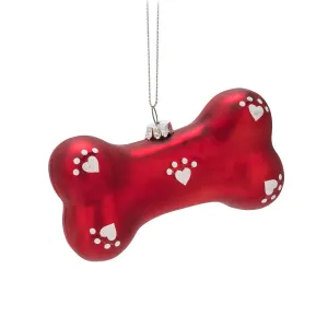 Dog Bone Glass Ornament