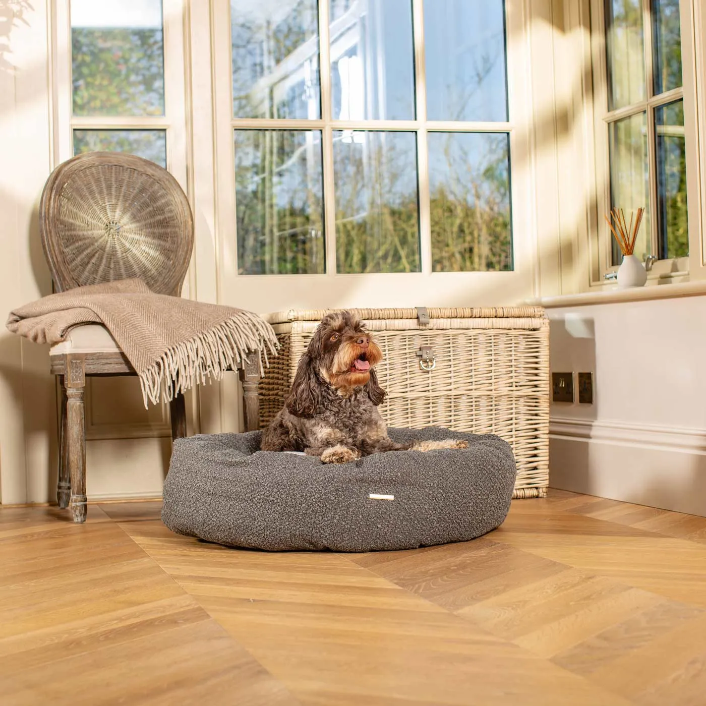Donut Bed With Removable Covers in Granite Bouclé by Lords & Labradors