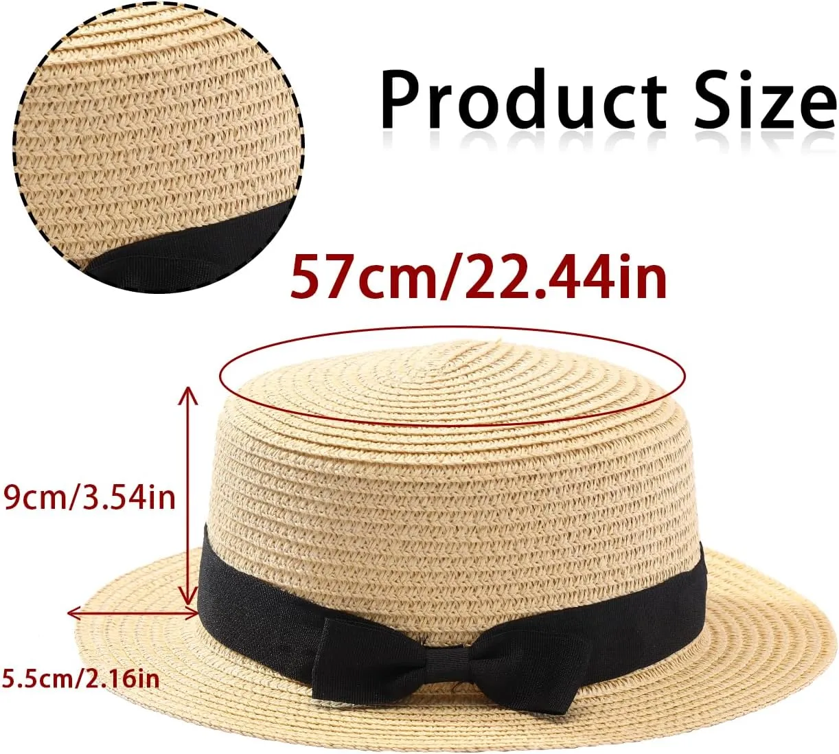 Eigso Womens Flat Top Beach Bucket Hat Summer Travel Outdoor Woven Mesh Sun Hat for Woman