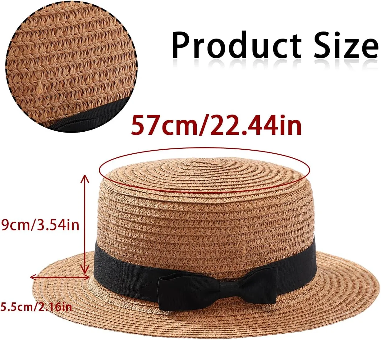 Eigso Womens Flat Top Beach Bucket Hat Summer Travel Outdoor Woven Mesh Sun Hat for Woman