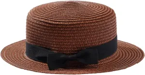 Eigso Womens Flat Top Beach Bucket Hat Summer Travel Outdoor Woven Mesh Sun Hat for Woman
