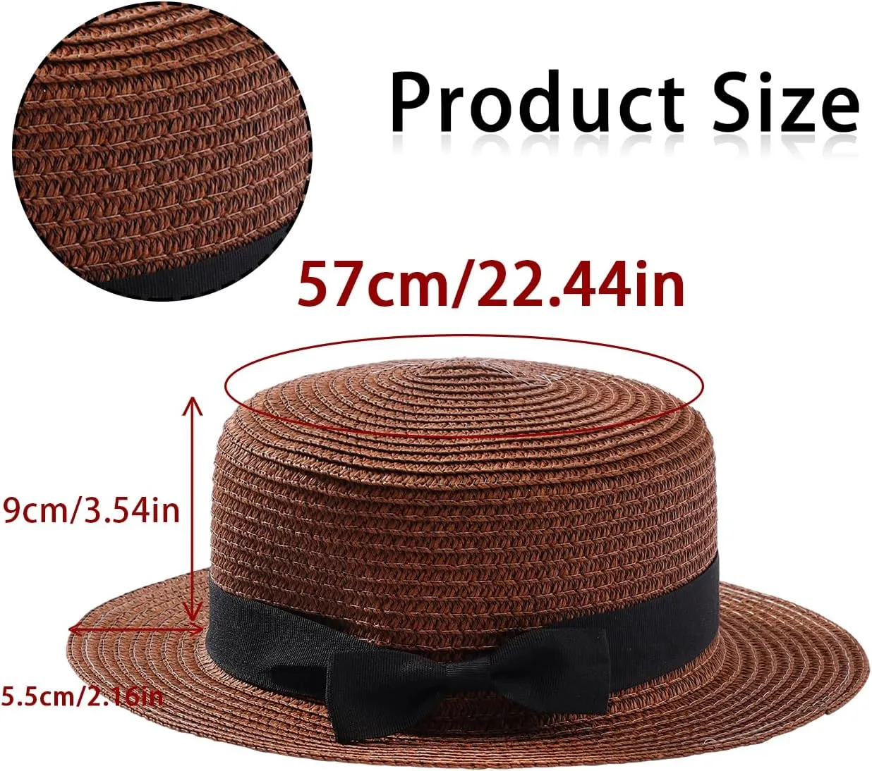 Eigso Womens Flat Top Beach Bucket Hat Summer Travel Outdoor Woven Mesh Sun Hat for Woman