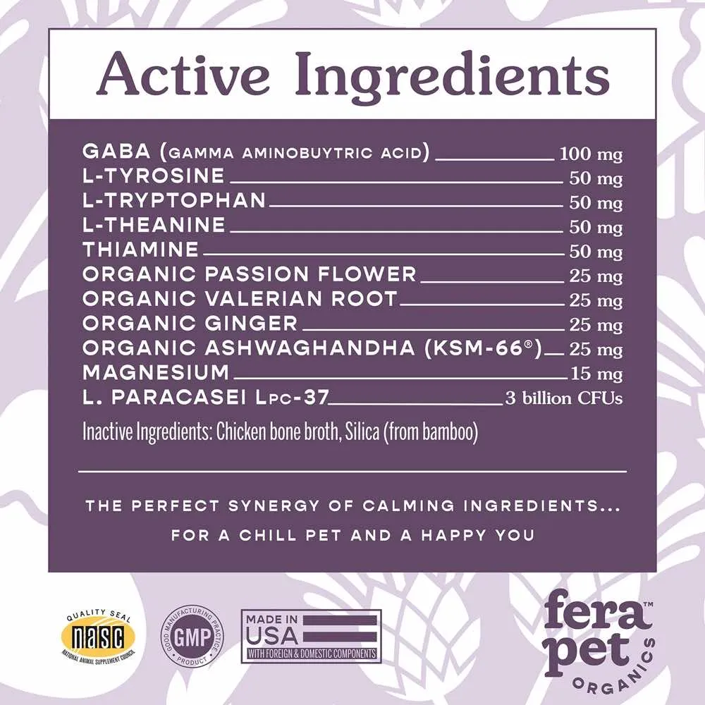 Fera Pets Calming Support Supplement Powder For Cats & Dogs 2.5oz