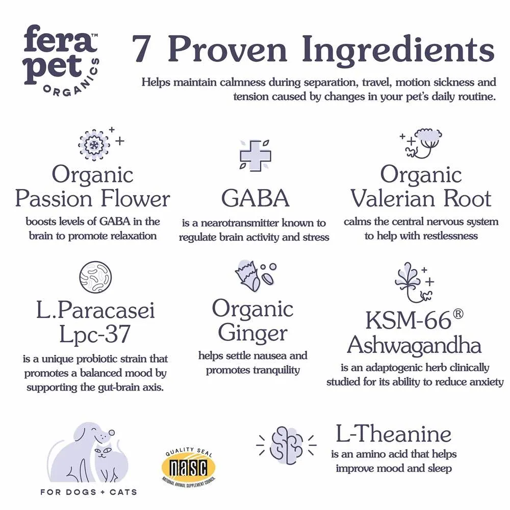 Fera Pets Calming Support Supplement Powder For Cats & Dogs 2.5oz