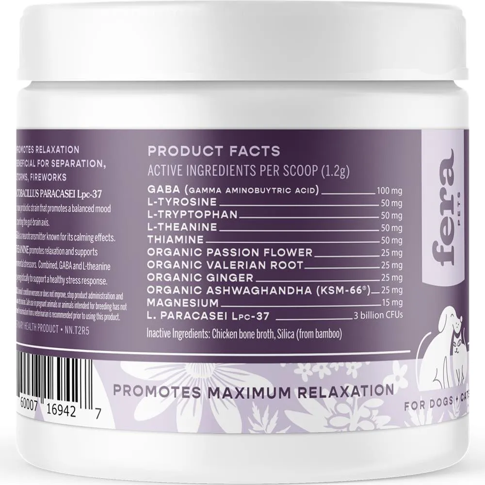 Fera Pets Calming Support Supplement Powder For Cats & Dogs 2.5oz