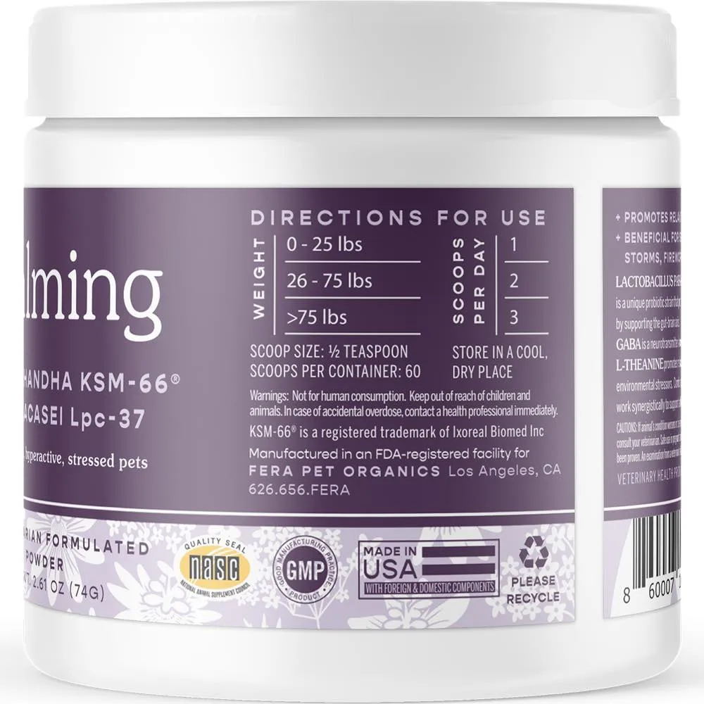 Fera Pets Calming Support Supplement Powder For Cats & Dogs 2.5oz