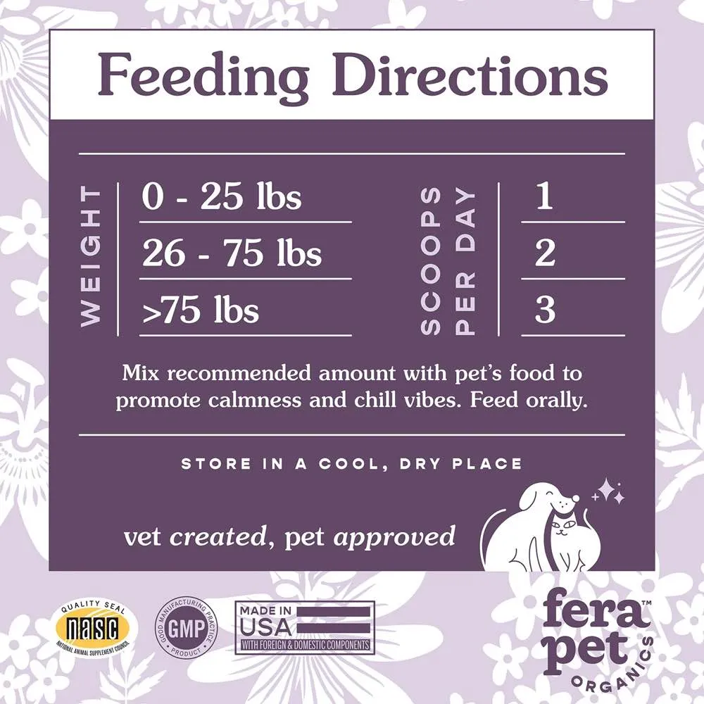 Fera Pets Calming Support Supplement Powder For Cats & Dogs 2.5oz