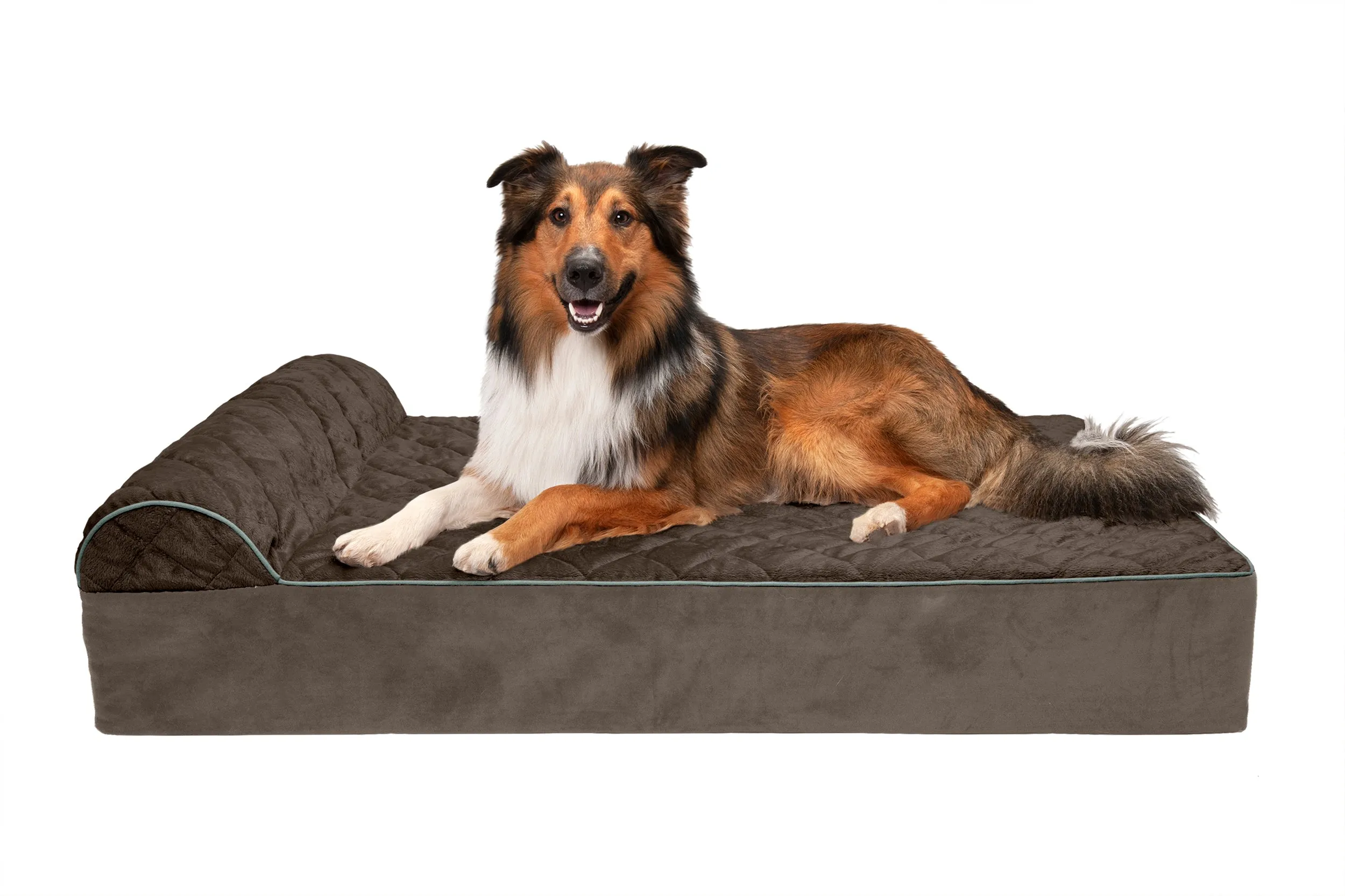 Goliath Chaise Lounge Dog Bed - Quilted Faux Fur & Velvet