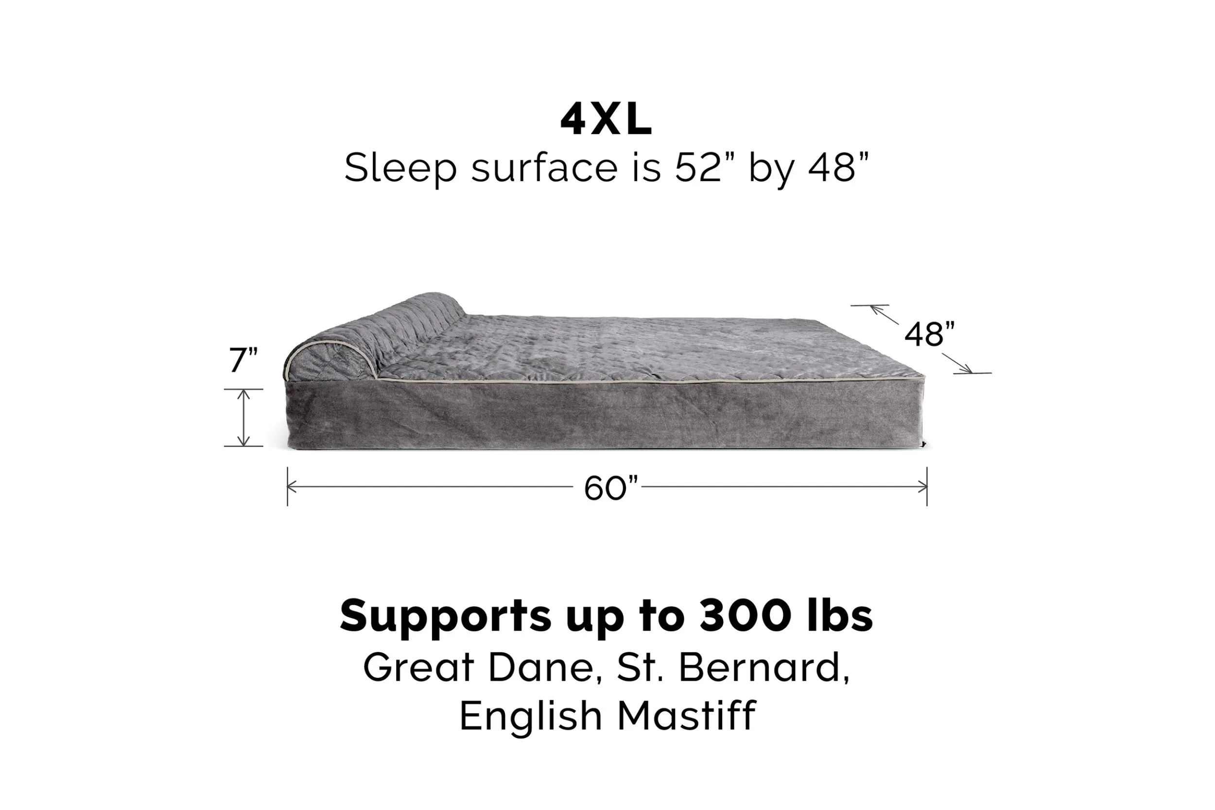Goliath Chaise Lounge Dog Bed - Quilted Faux Fur & Velvet