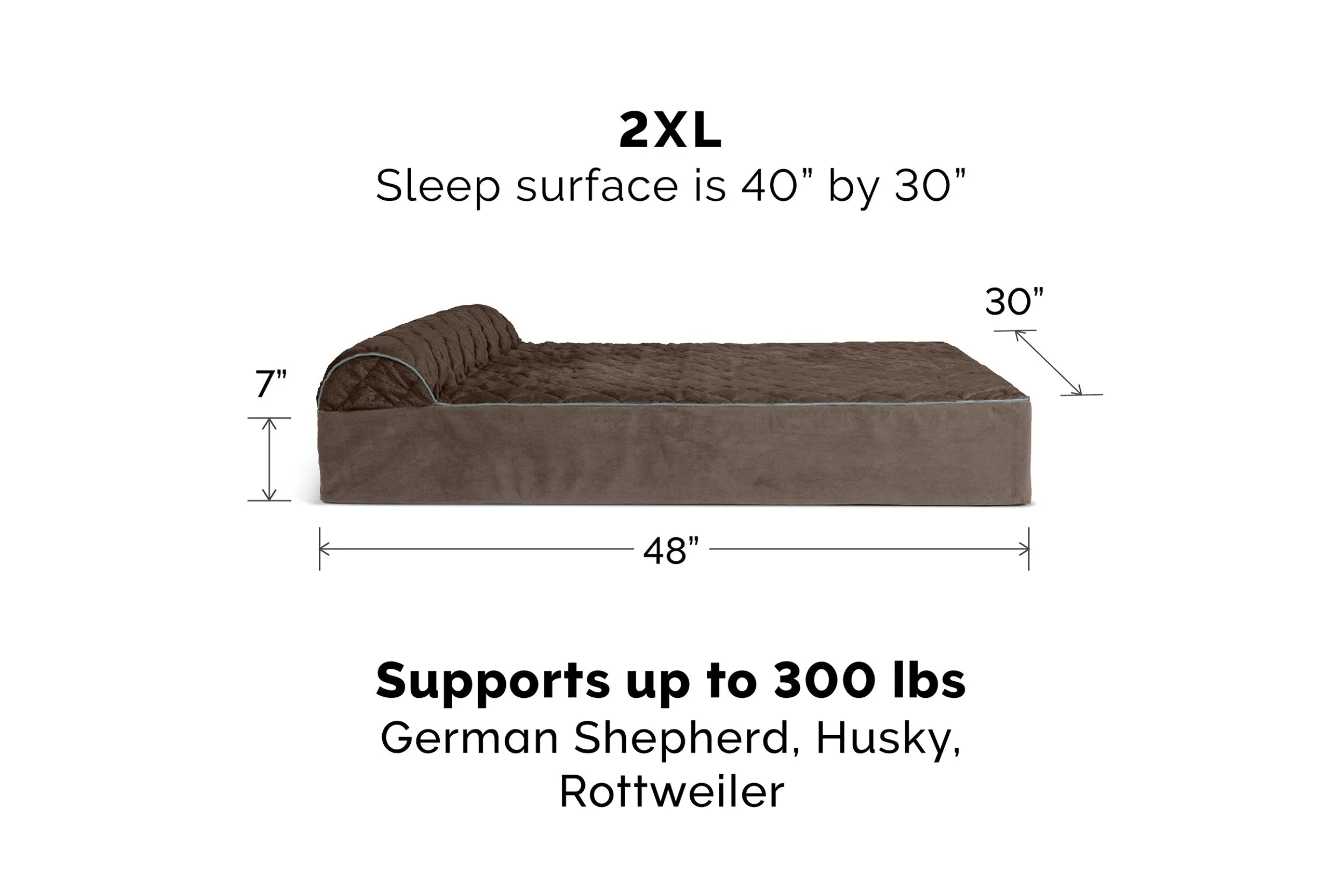 Goliath Chaise Lounge Dog Bed - Quilted Faux Fur & Velvet