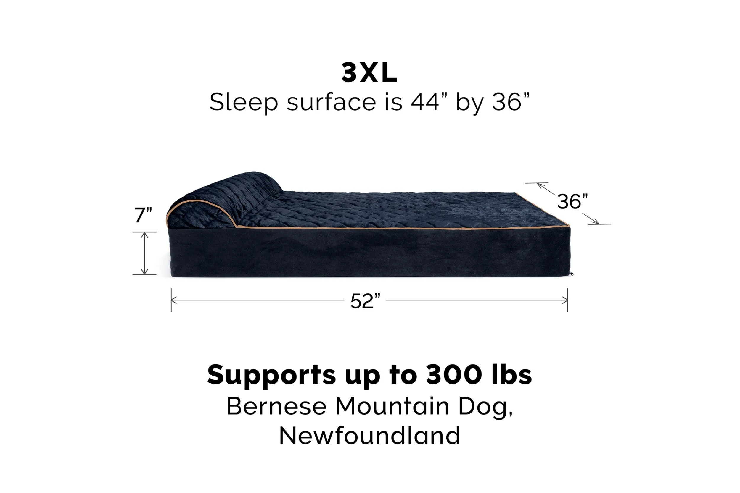 Goliath Chaise Lounge Dog Bed - Quilted Faux Fur & Velvet