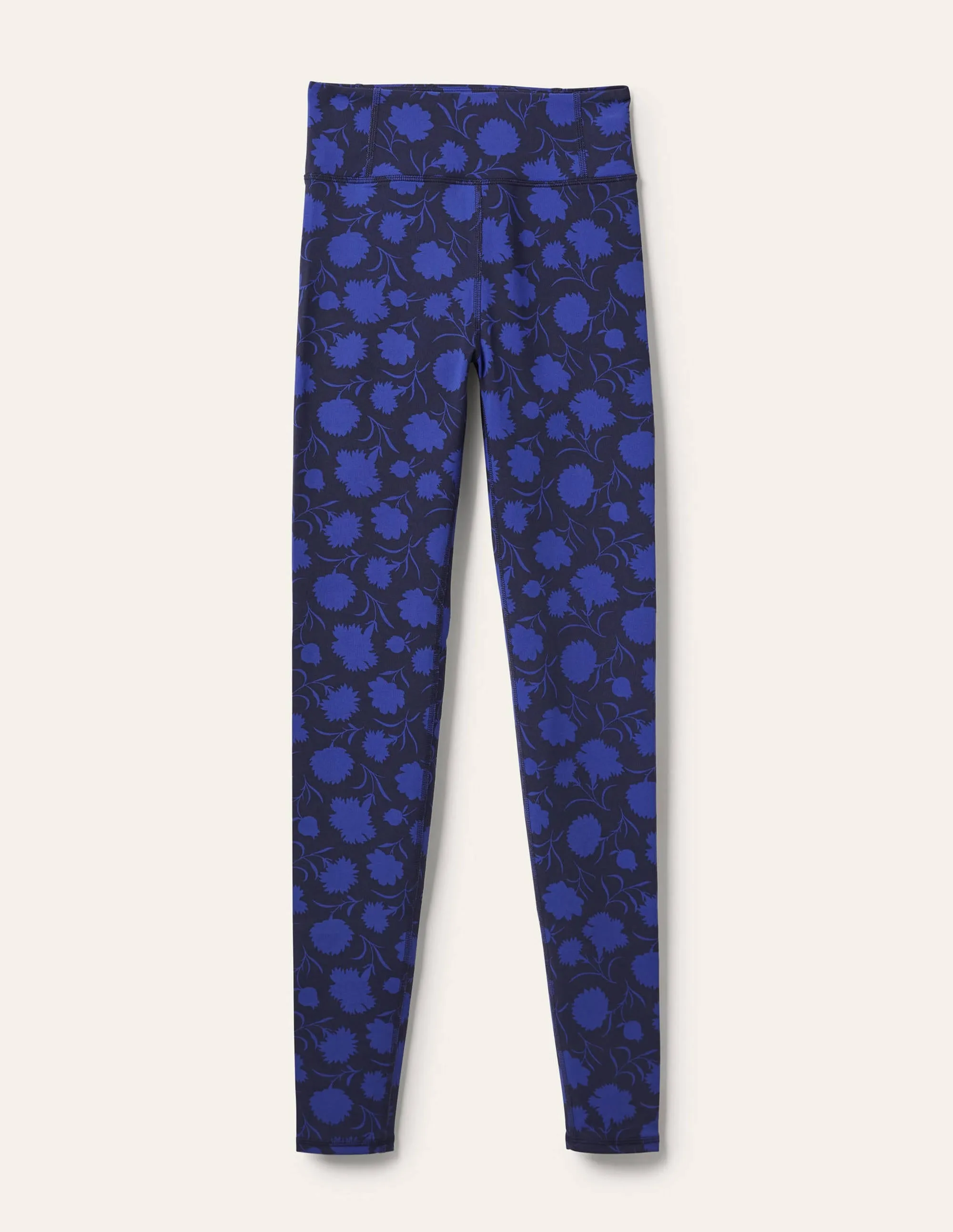 High Waisted Leggings-Persian Blue, Leafy Bud