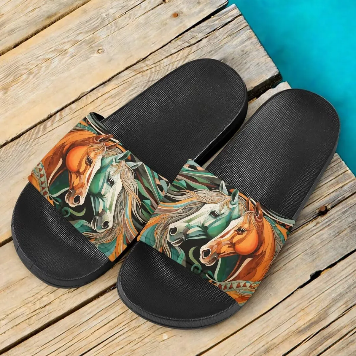 Howilath Cute Animals Pattern Summer Slide Slippers for Women Kids, Soft Sole Non-Slip Open Toe Slippers Slide Sandal
