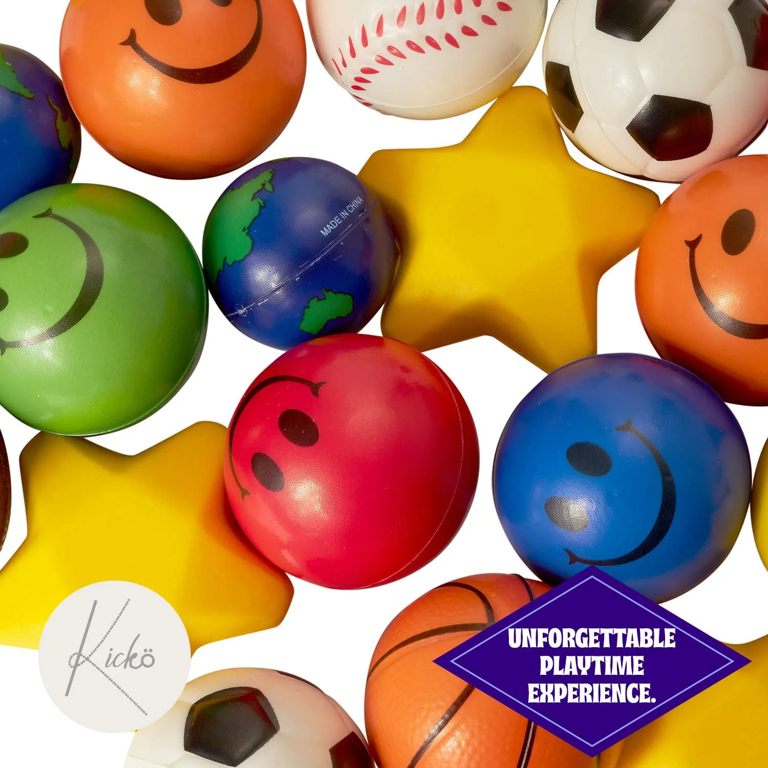 Kicko Stress Ball Toy Assortment - 25 Pieces - Cool and Fun Squishy and Relax Toy Stress