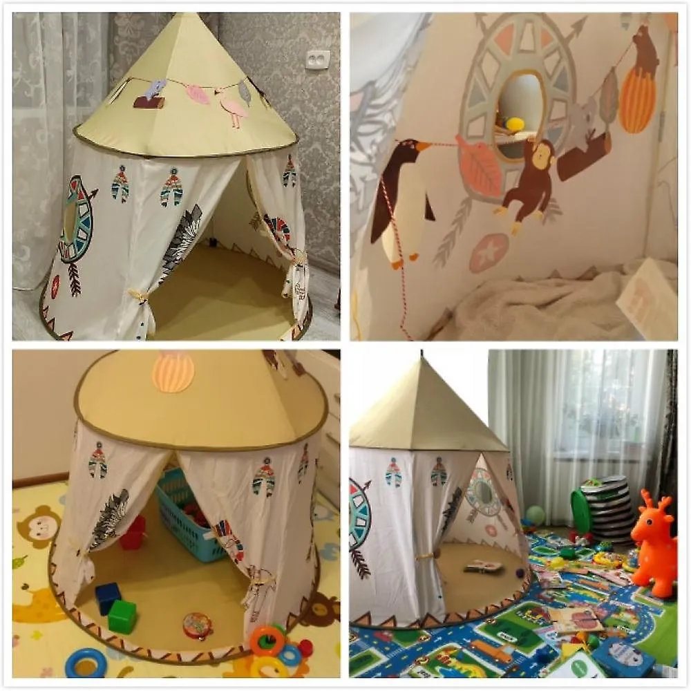 Kid Tent House Portable Princess Castle 123*116cm Present Hang Flag Children Teepee Tent Play Tent Birthday Christmas Gift