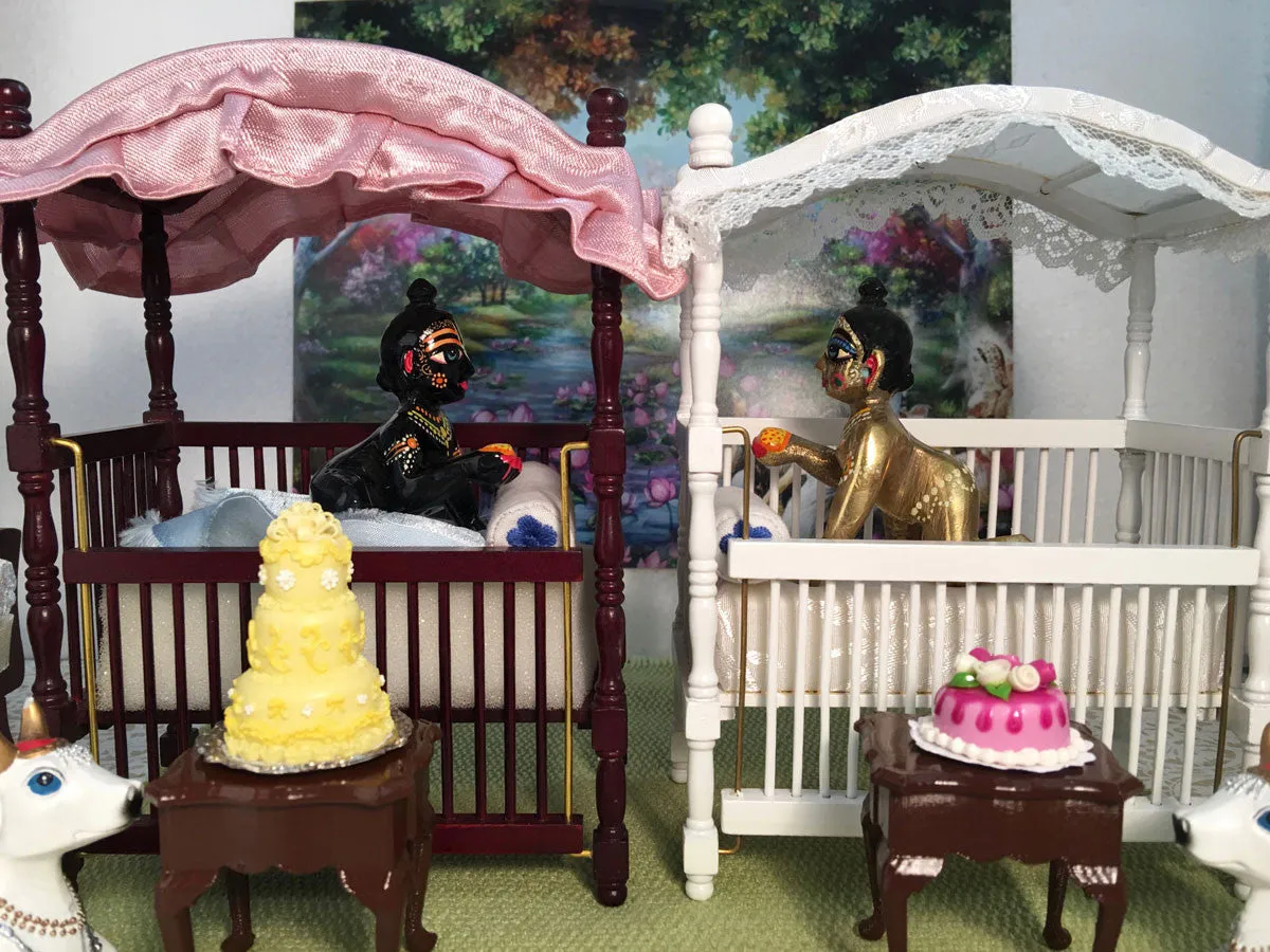 Laddu Gopal - Canopy Crib - White or Walnut