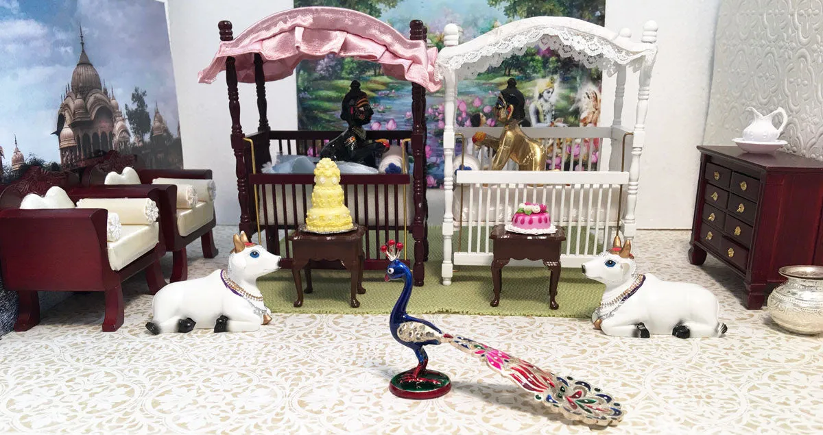 Laddu Gopal - Canopy Crib - White or Walnut