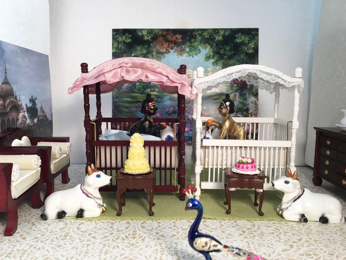 Laddu Gopal - Canopy Crib - White or Walnut