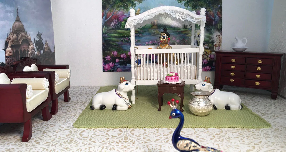 Laddu Gopal - Canopy Crib - White or Walnut
