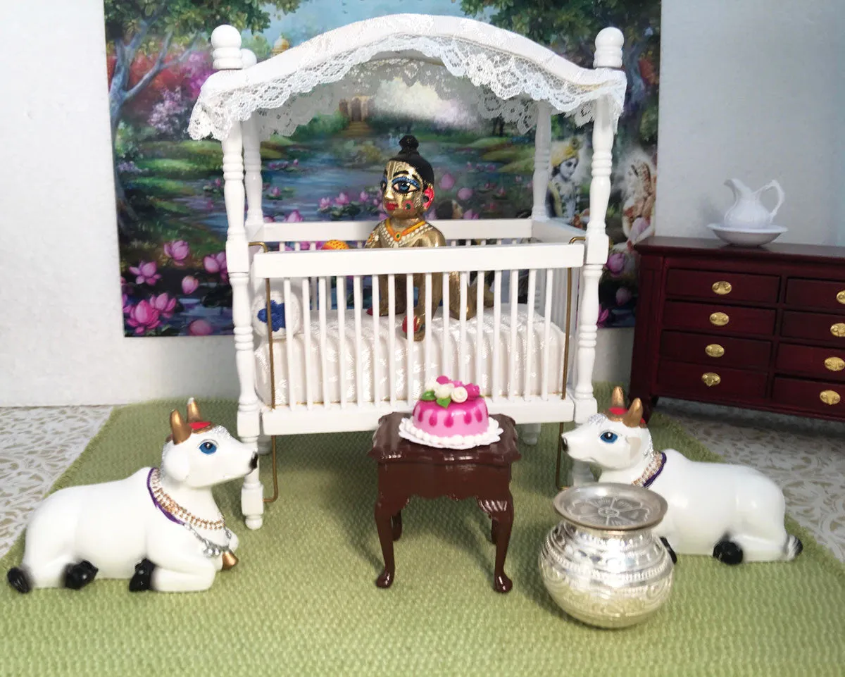 Laddu Gopal - Canopy Crib - White or Walnut