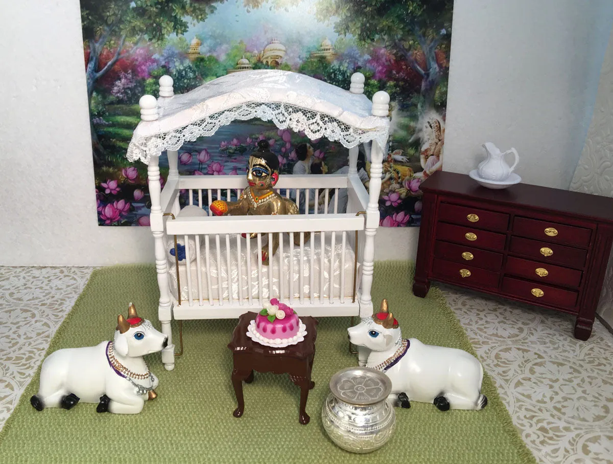 Laddu Gopal - Canopy Crib - White or Walnut