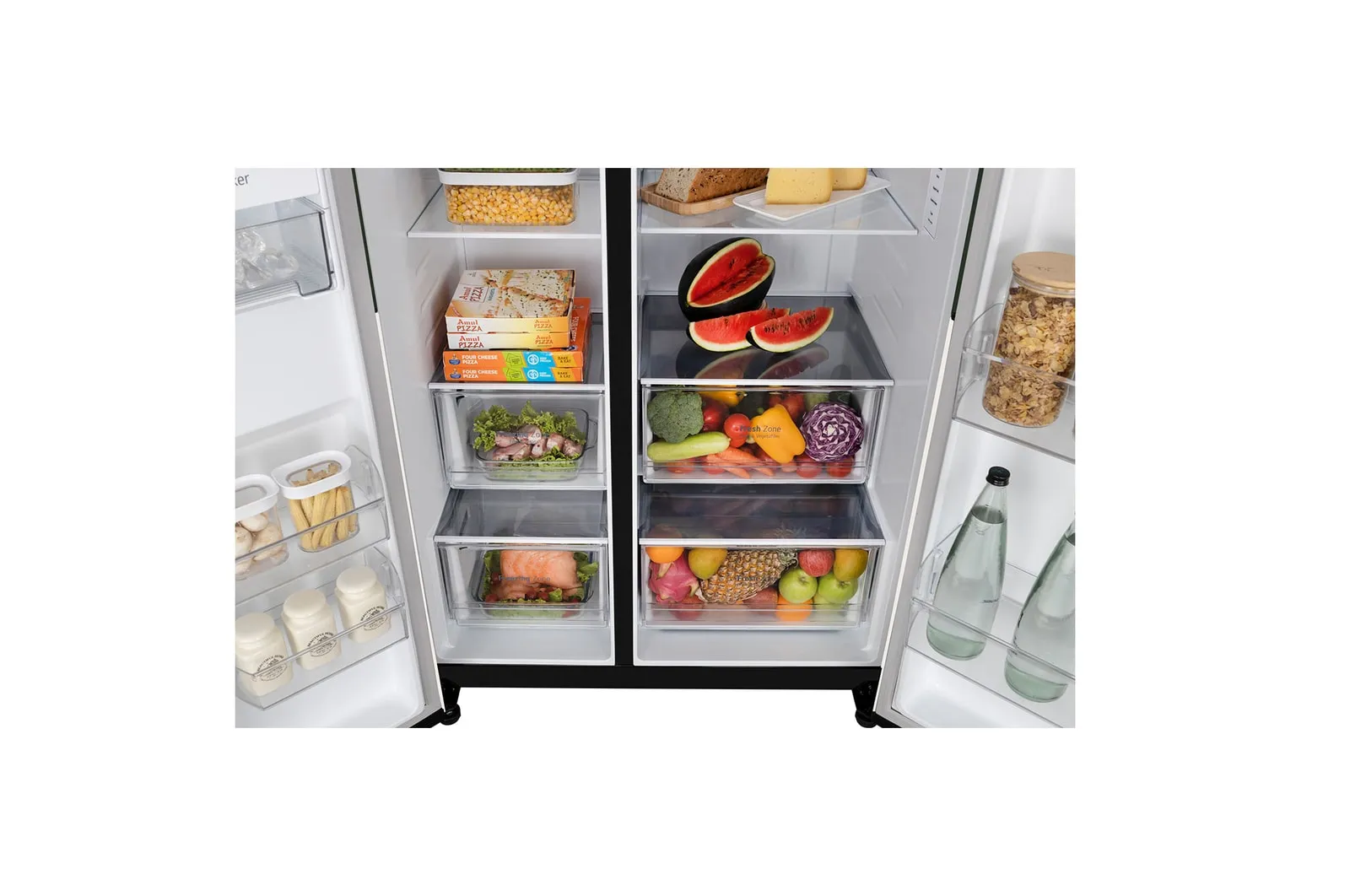 LG GL-B257EET3 650L Side-By-Side Refrigerator with Door Cooling , WiFi Convertible, Smart Diagnosis