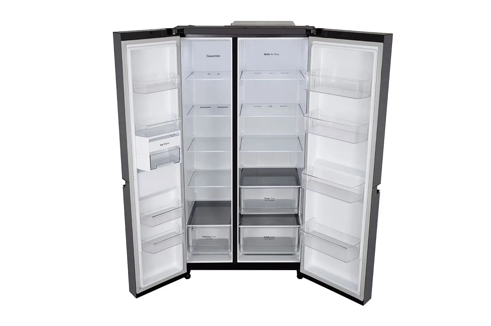 LG GL-B257HMC3 650L, Convertible Side-by-Side Refrigerator with Smart Inverter Compressor, Multi Air Flow