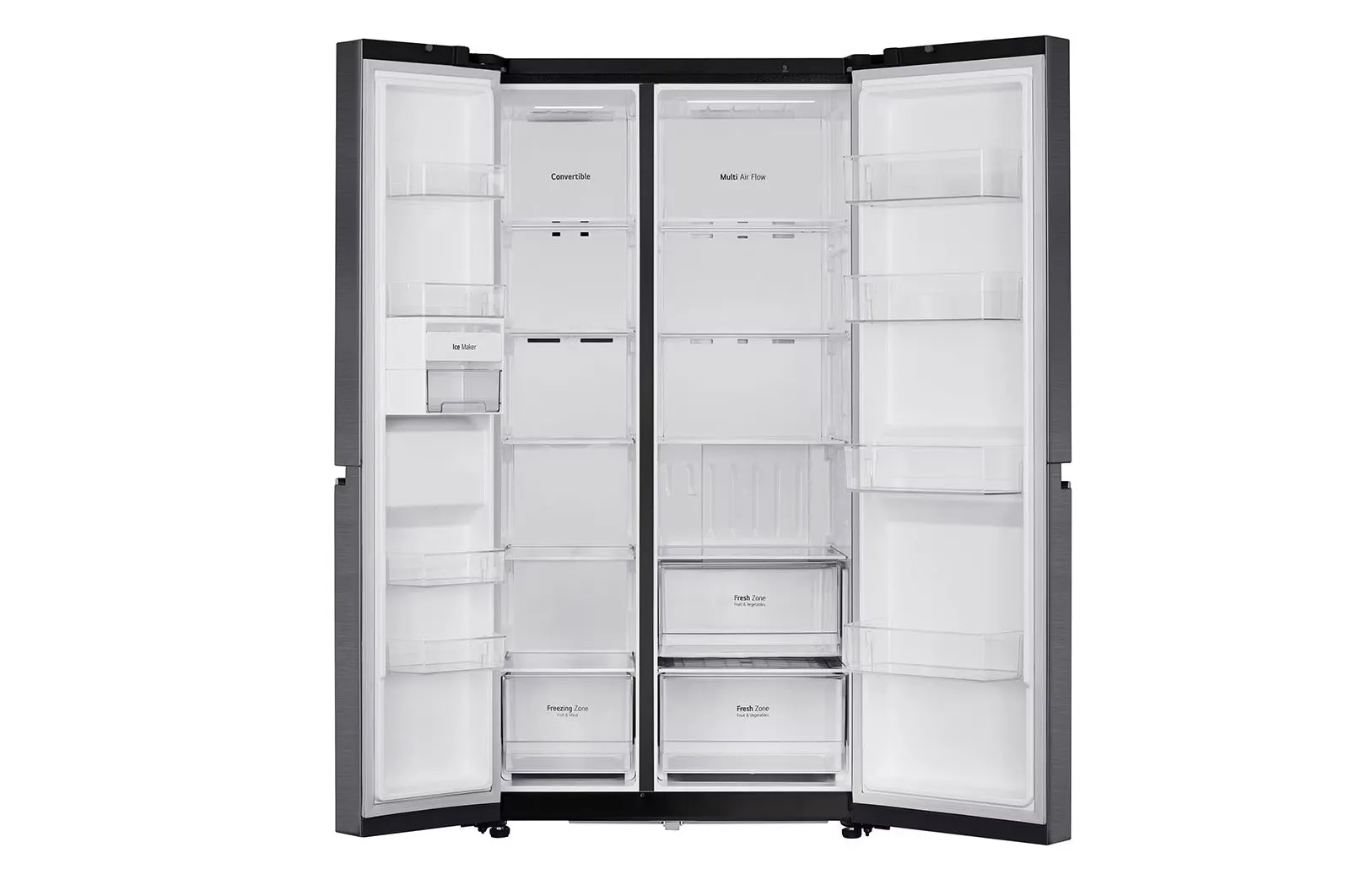 LG GL-B257HMC3 650L, Convertible Side-by-Side Refrigerator with Smart Inverter Compressor, Multi Air Flow