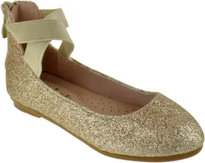 Link Larissa 83K Little Girls Rhinestone Ballerina Elastic Strap Ballet Flats