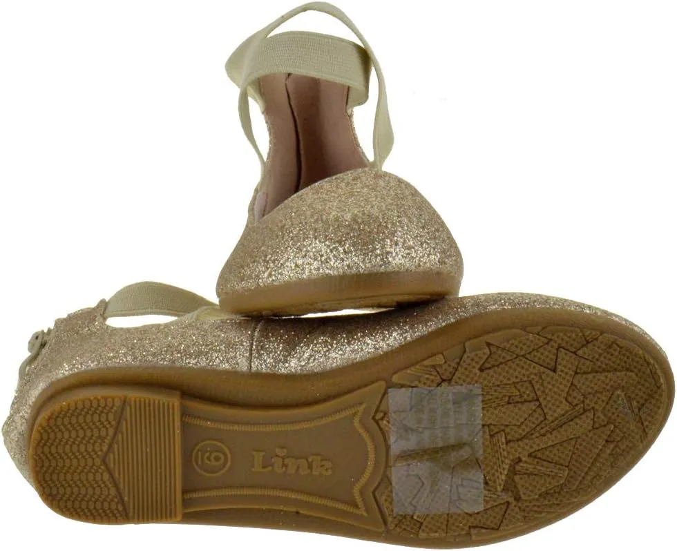 Link Larissa 83K Little Girls Rhinestone Ballerina Elastic Strap Ballet Flats