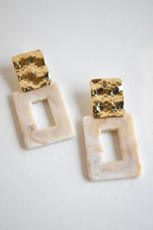 MARBLED RECTANGLE EARRINGS