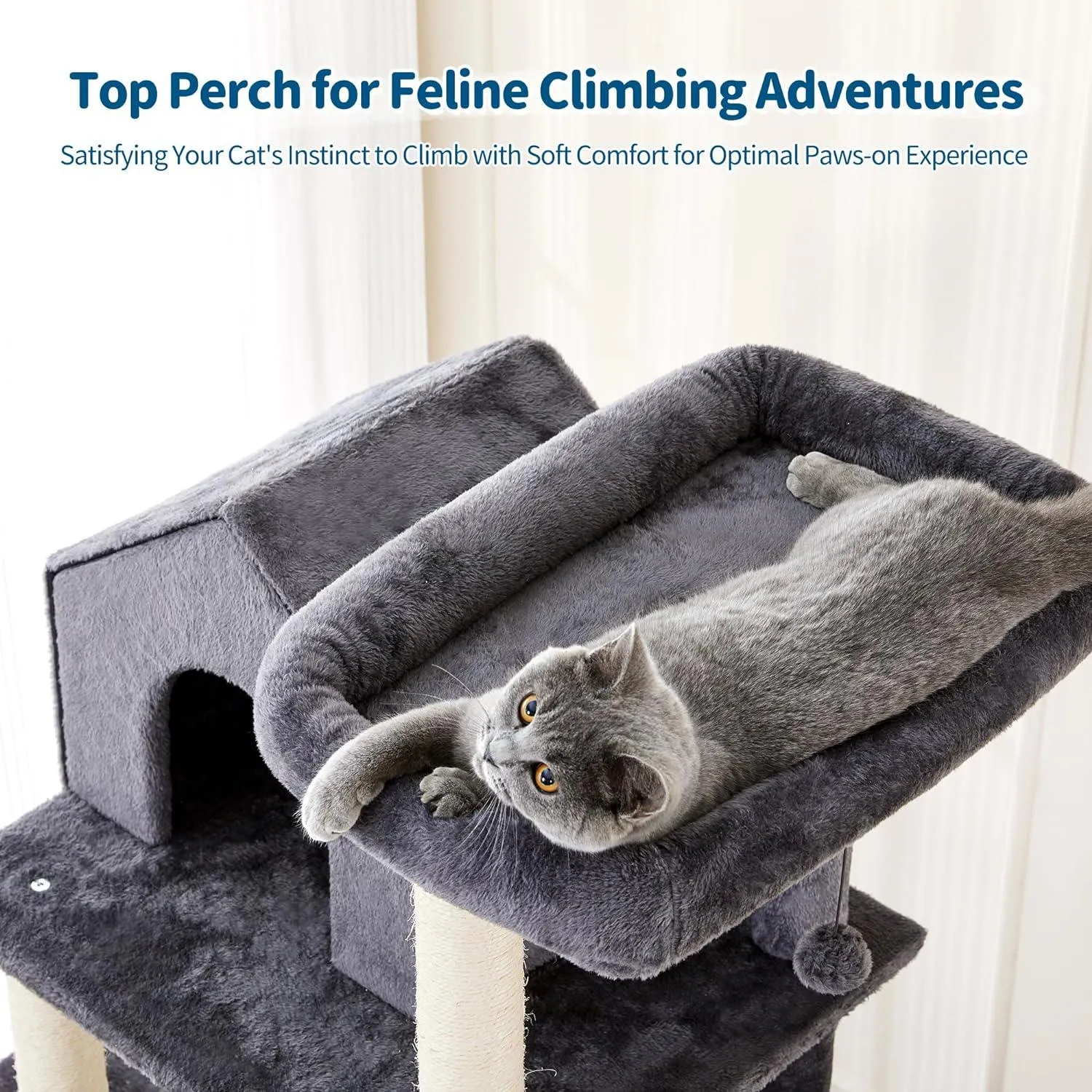 Multi-Level Cat Tree with Plush Hammock for Indoor Cats