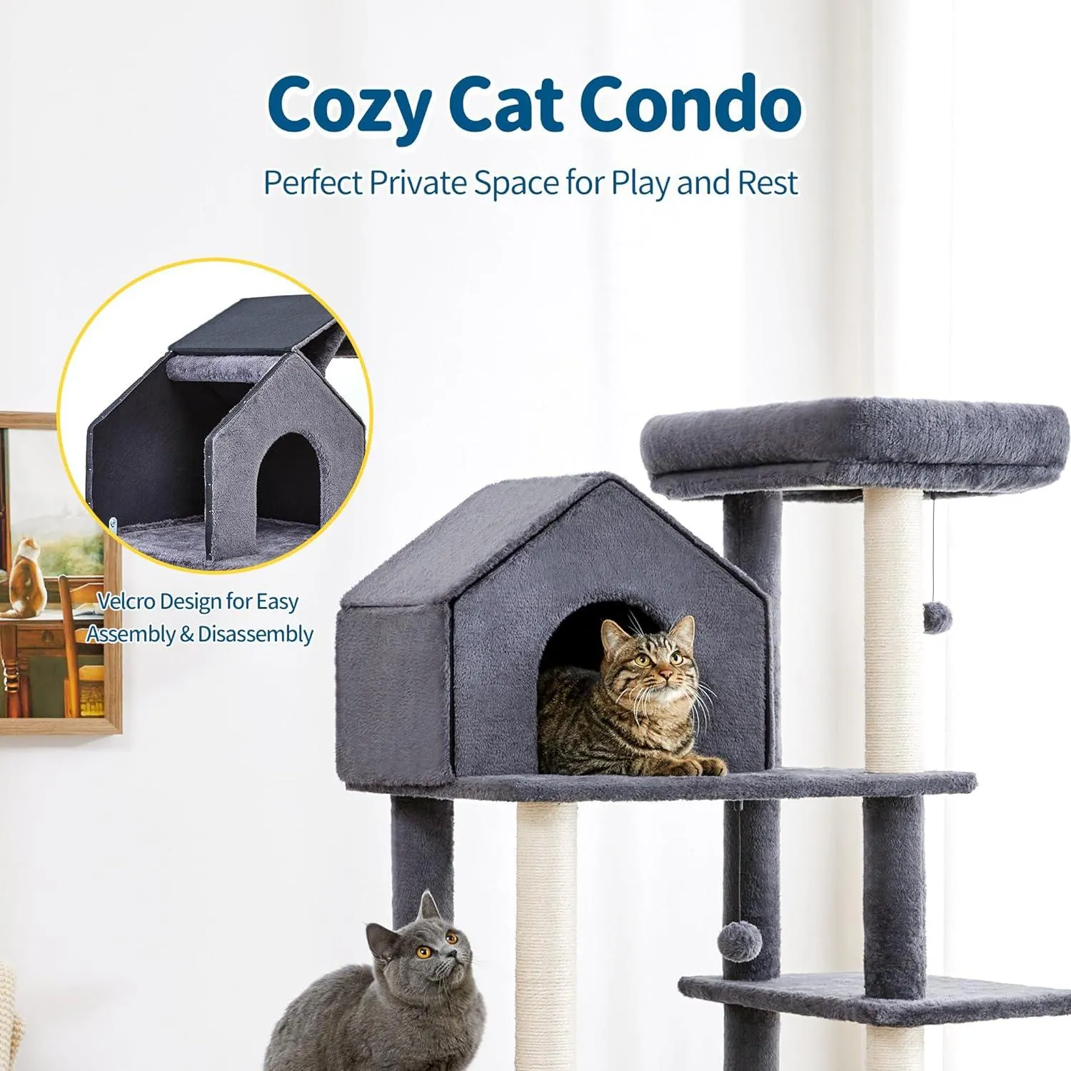 Multi-Level Cat Tree with Plush Hammock for Indoor Cats