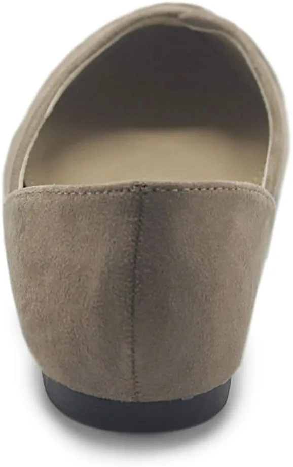 Ollio Women's Shoe Faux Suede Light Comfort Stitching D'Orsay Pointed Toe Ballet Flats F78