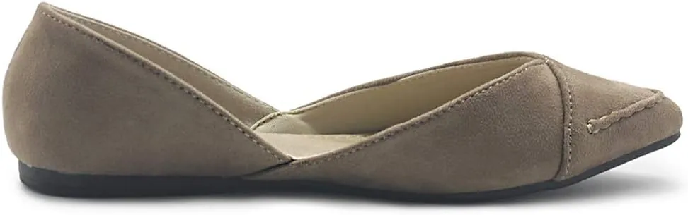 Ollio Women's Shoe Faux Suede Light Comfort Stitching D'Orsay Pointed Toe Ballet Flats F78