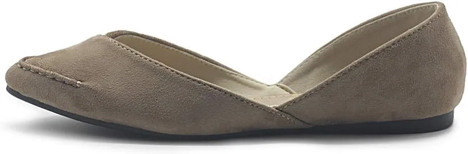 Ollio Women's Shoe Faux Suede Light Comfort Stitching D'Orsay Pointed Toe Ballet Flats F78