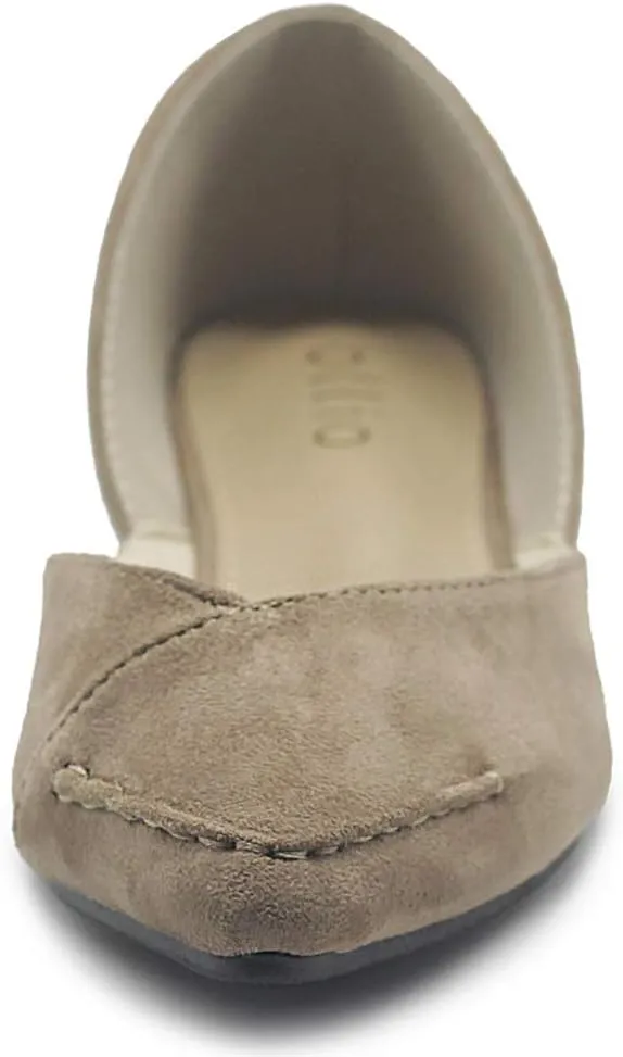Ollio Women's Shoe Faux Suede Light Comfort Stitching D'Orsay Pointed Toe Ballet Flats F78